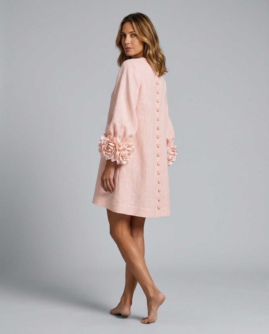 Mariana | Rosette Cuff Long Sleeve Mini Dress