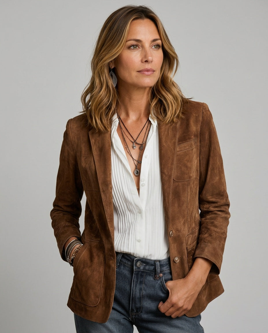 Fleur | Vintage Contrast Stitching Blazer