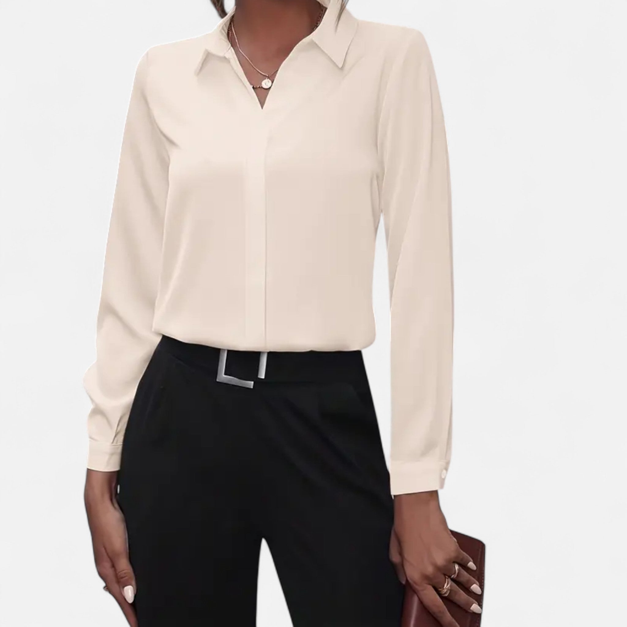 Emilia | Long Sleeve V-Neck Office Blouse
