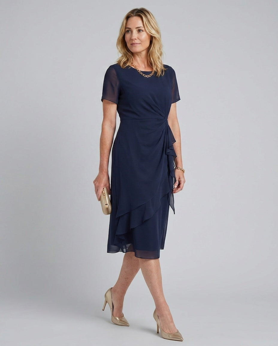 Eira | Short Sleeve Layered Hem Midi Dress
