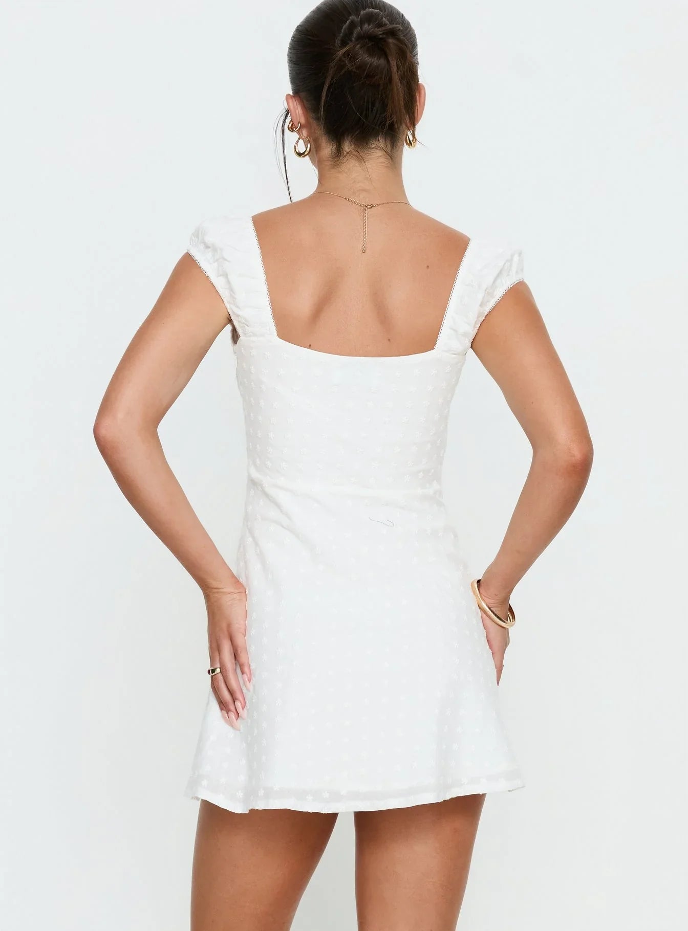 Sienne | Lace Trim Square Neck Mini Dress