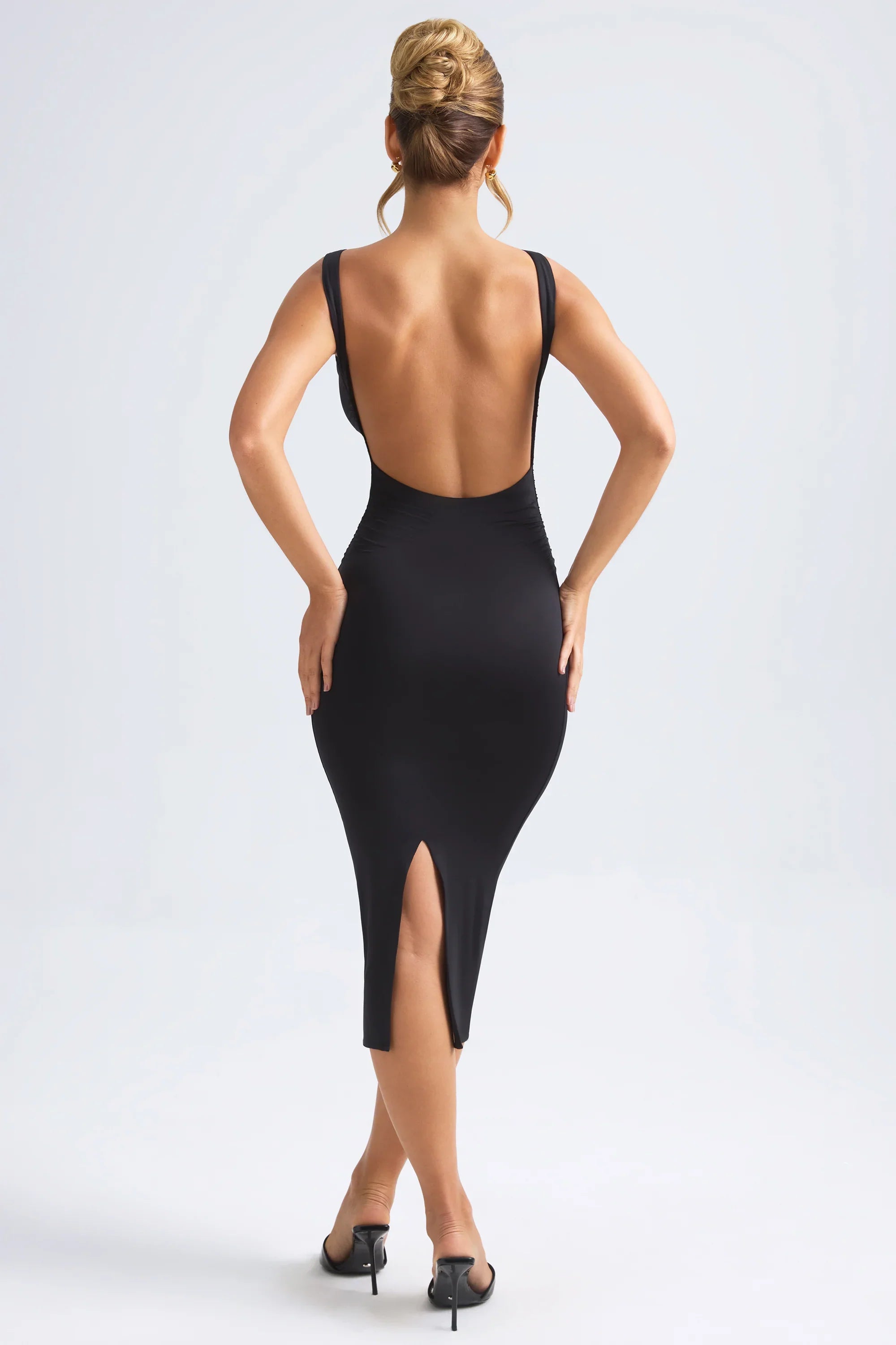 Sadie | Ruched Open-Back Bodycon Midi Dress