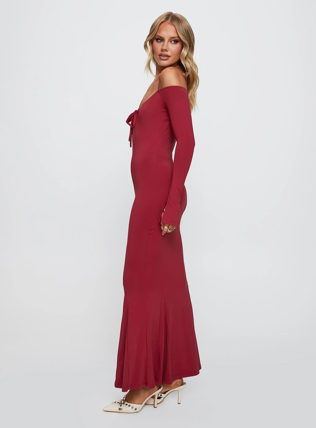 Celeste | Long Sleeve Cut-Out High Split Maxi Dress