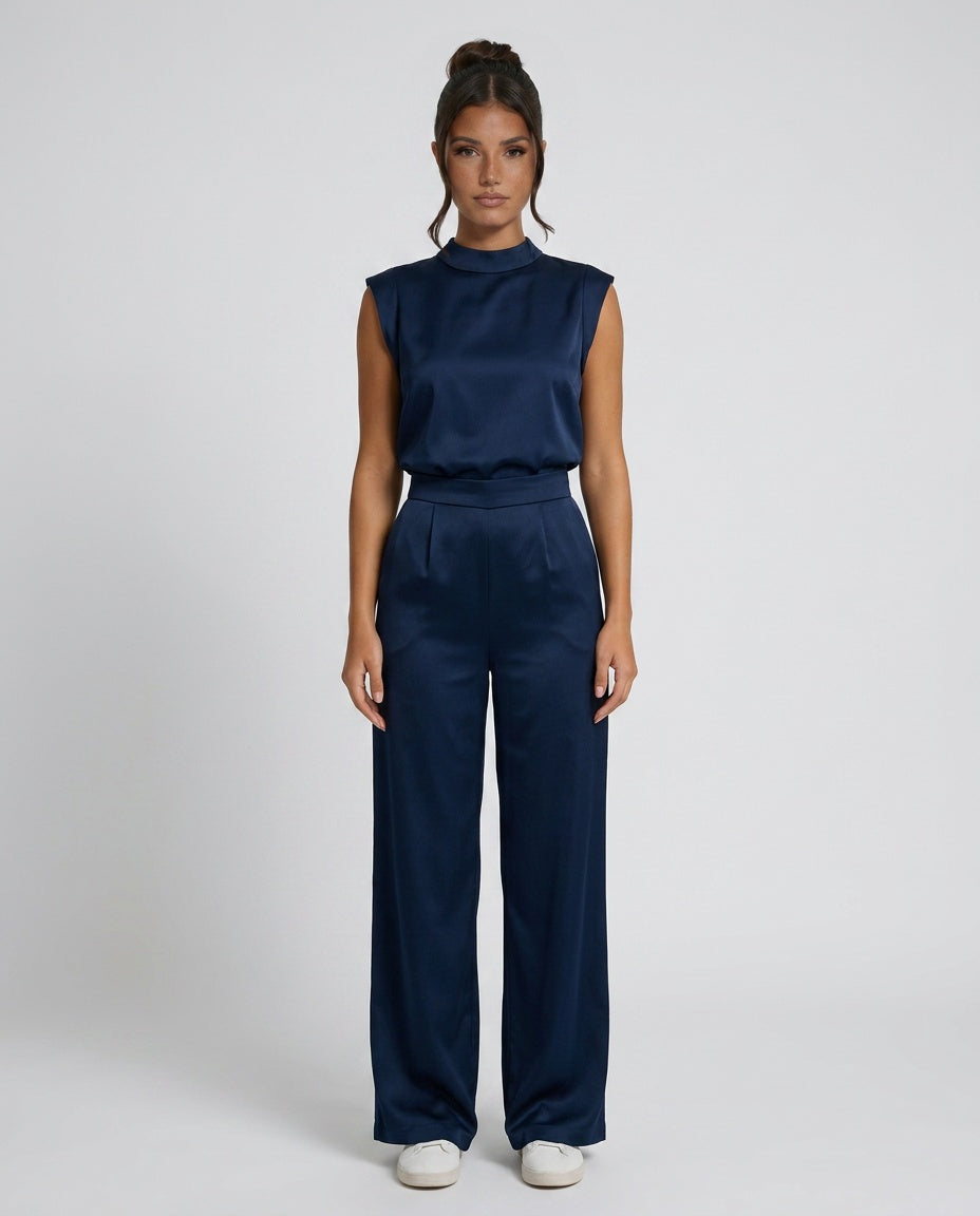 Brooke | Wide Leg Satin-Look Jumpsuit