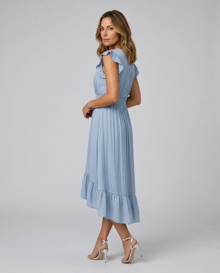 Clove | Ruffle Sleeve Smocked Waist Midi Dress