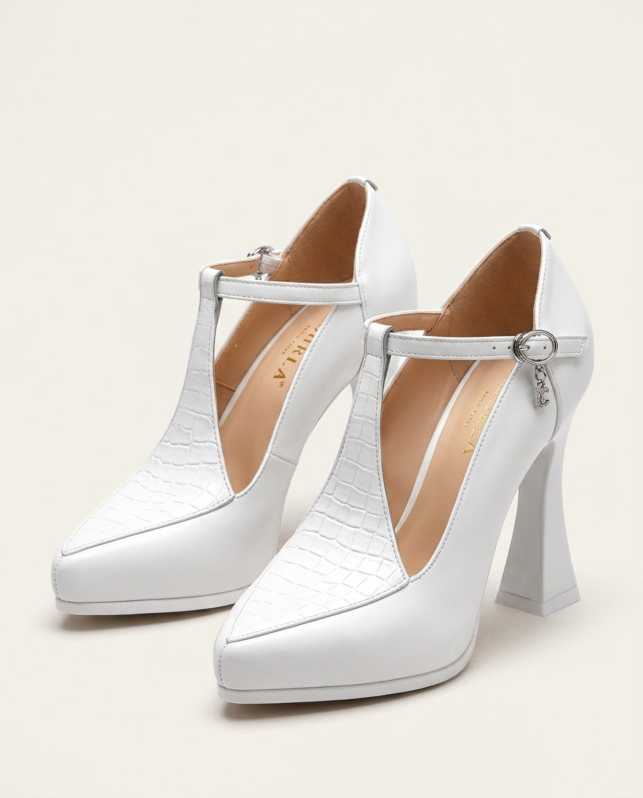 Romy | Square Toe T-Strap Block Heel