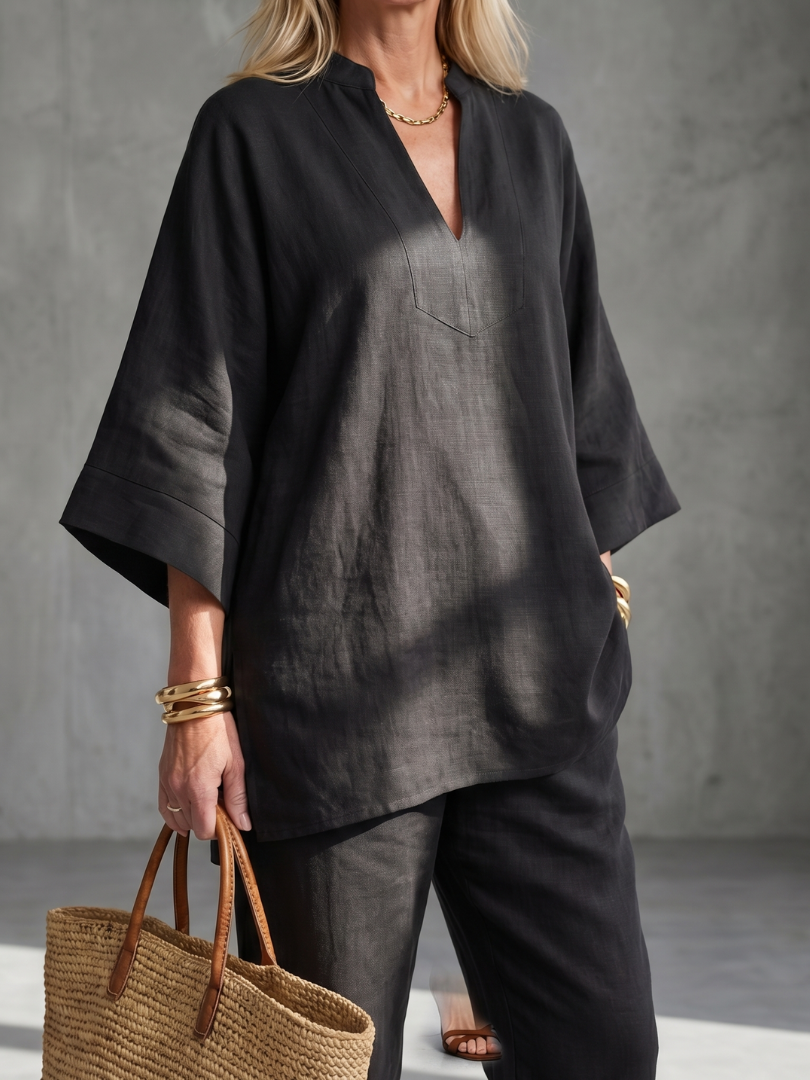 Seraphina | V-Neck Gathered Tunic & Trouser Co-ord Set