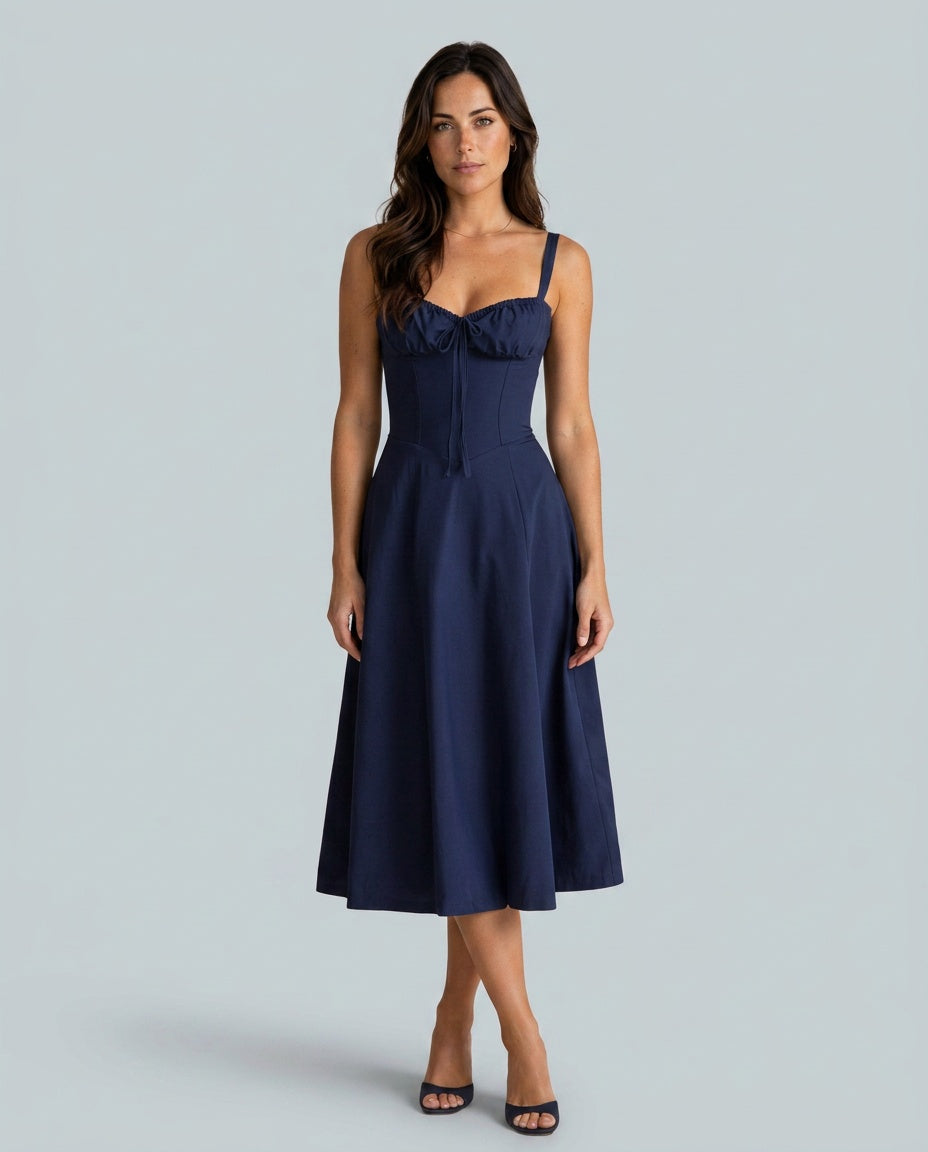 Renata | Floral Corset Lace-Up Midi Dress