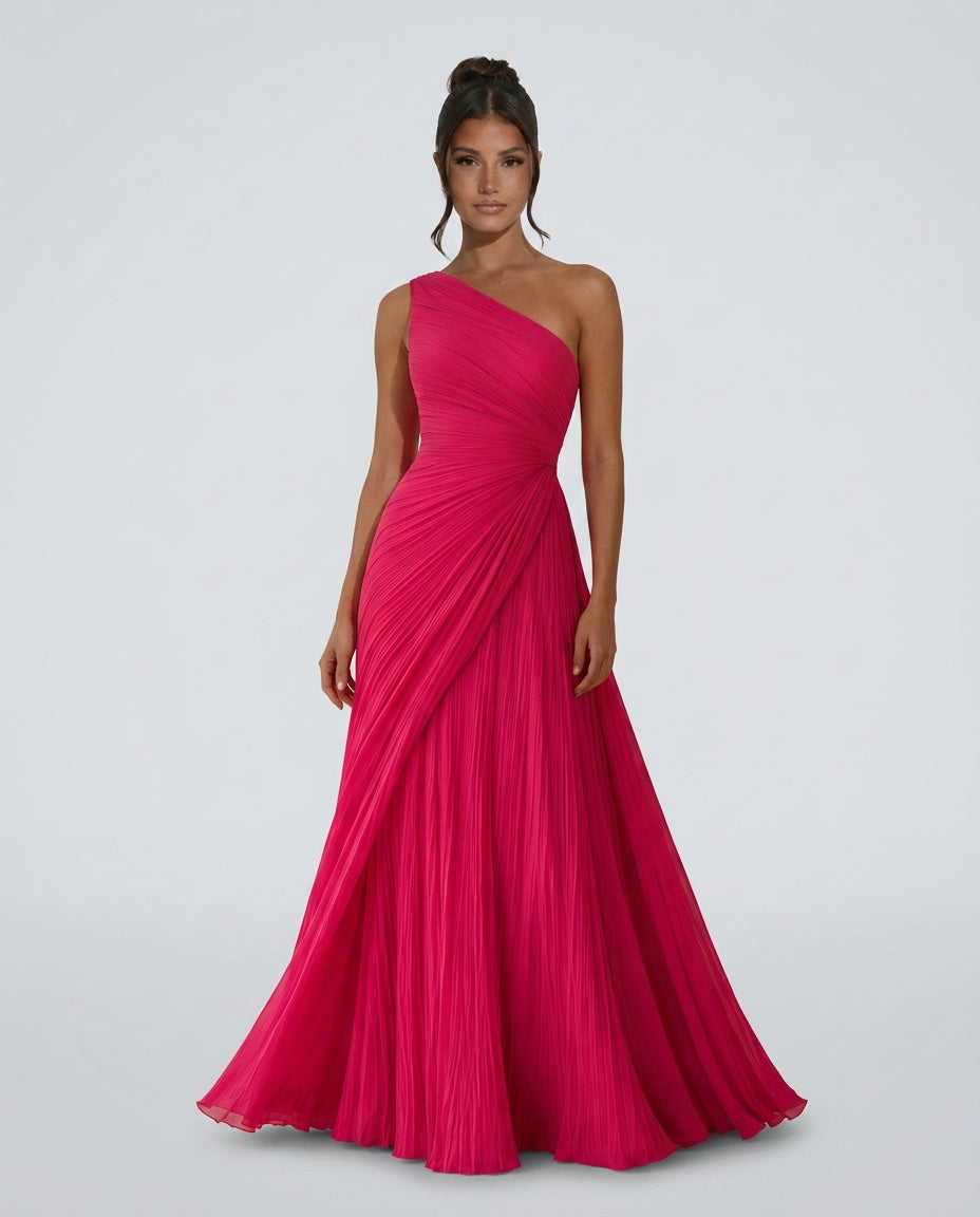 Aubrey | One-Shoulder Pleated Maxi Dress