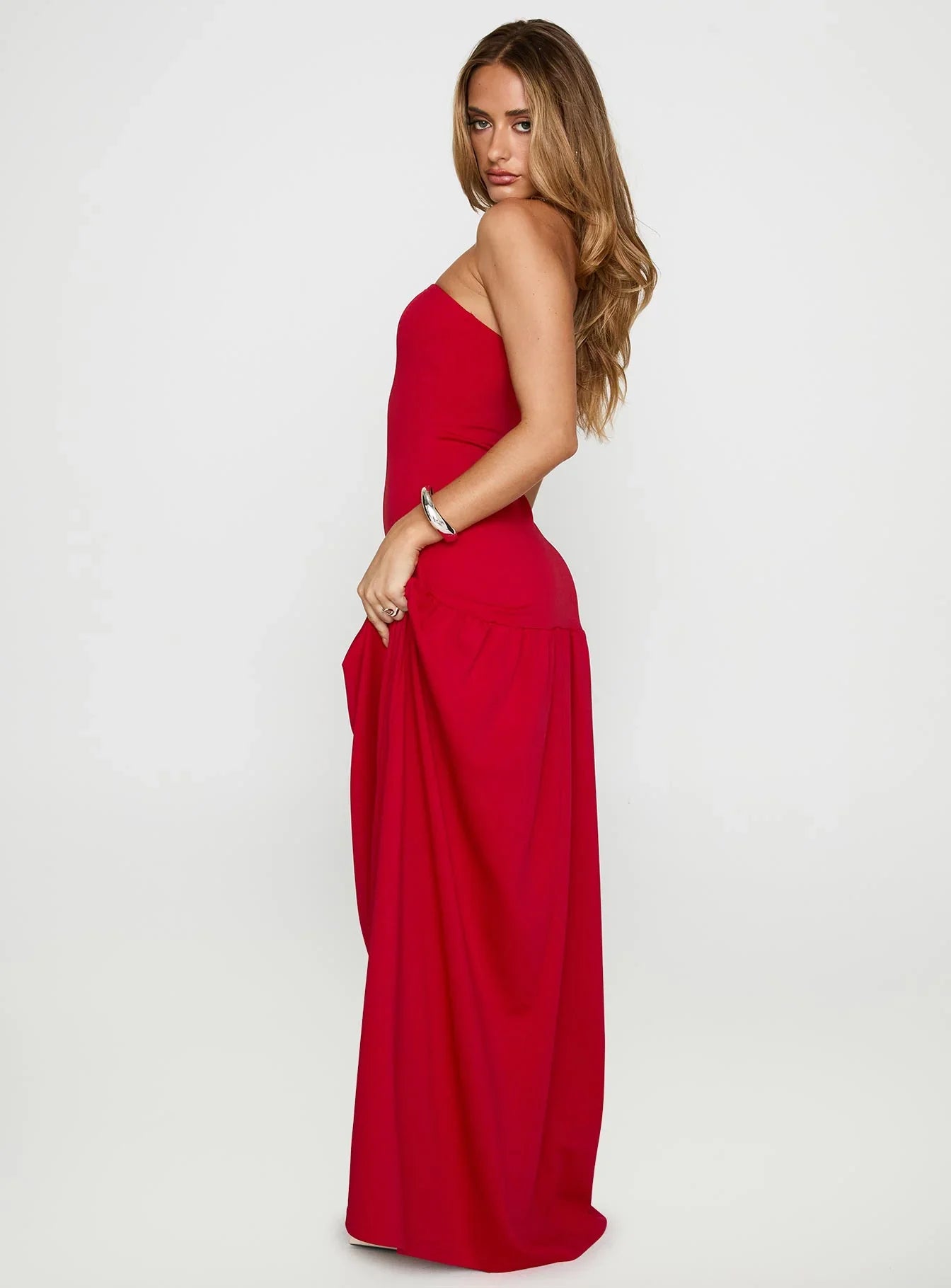Greta | Strapless Pleated Maxi Dress