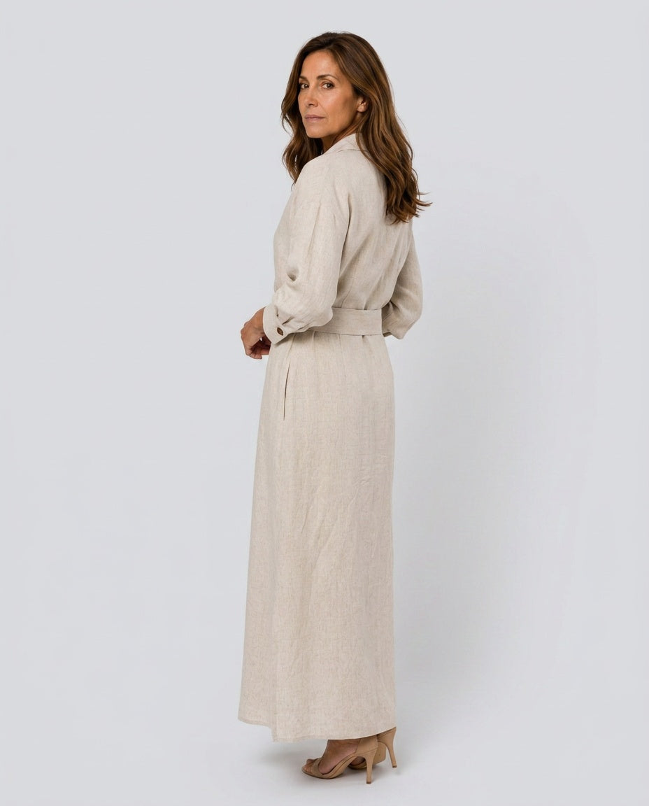 Della | Collared Belted Blouson Maxi Dress