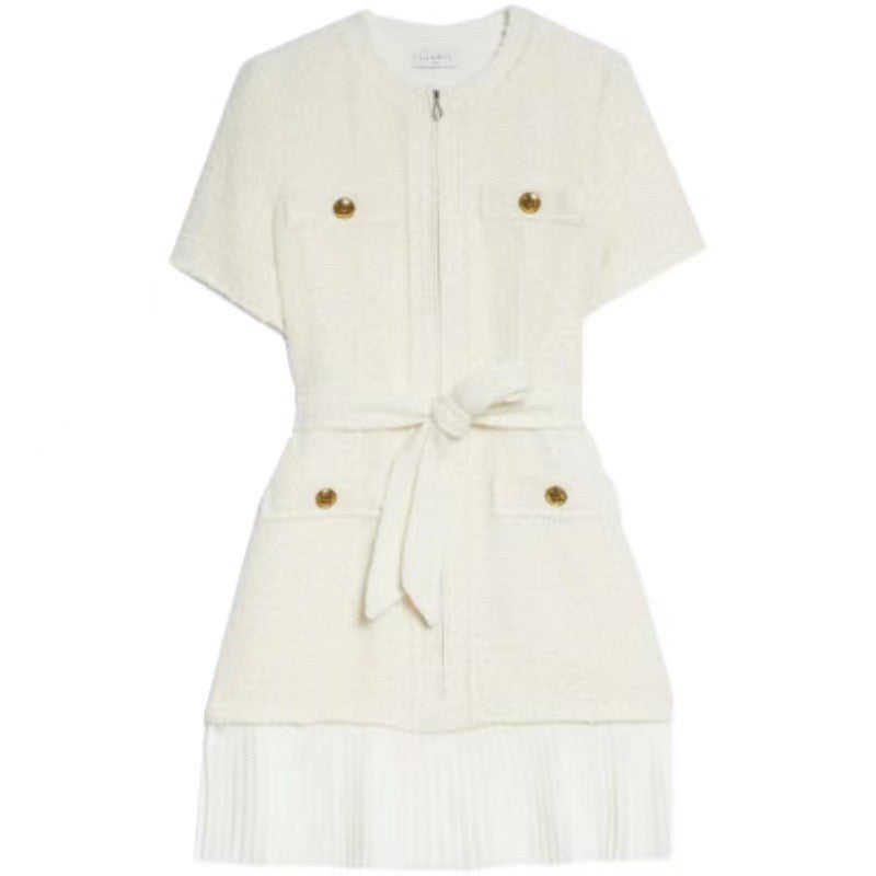 Helena | Belted Tweed Mini Dress