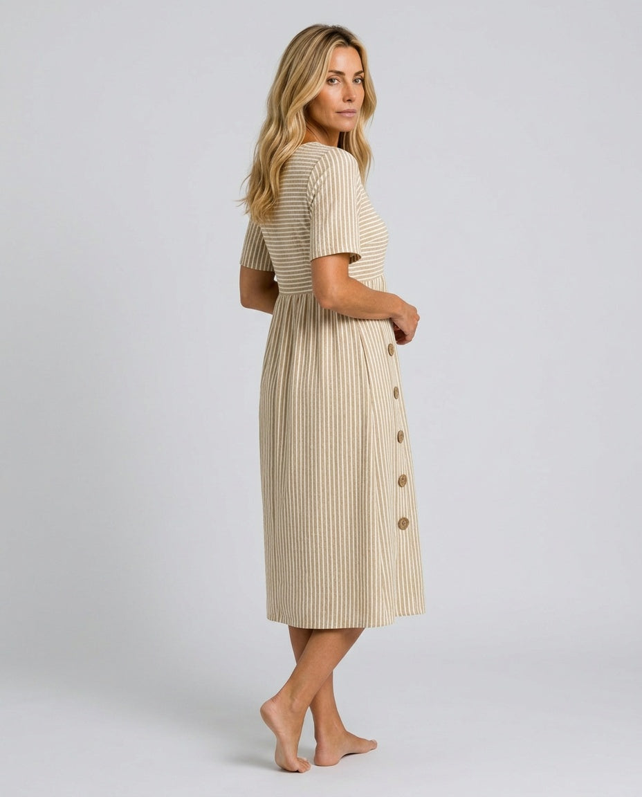 Pia | Classic Striped Midi Dress