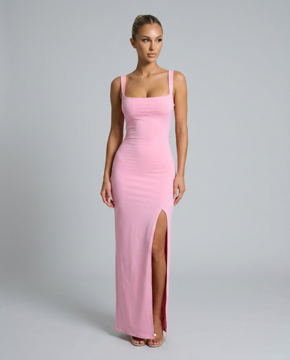 Celeste | Sleeveless Ruched Square Neck Maxi Dress
