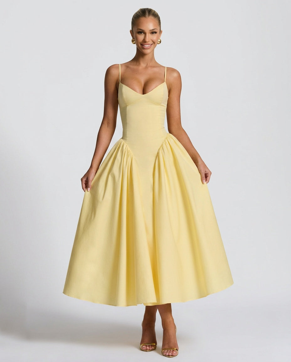 Women's Ruched Bodycon Wedding Guest Midi Dress