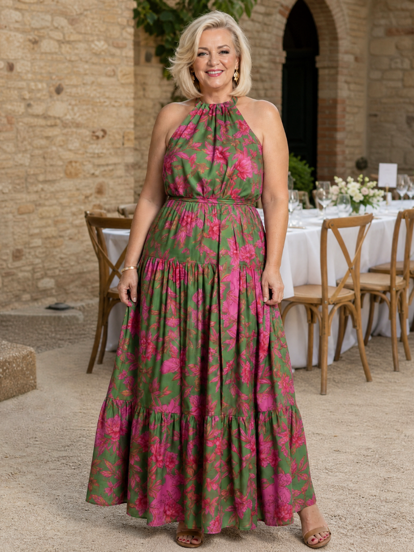 Gemma | Draped Halter Midi Dress
