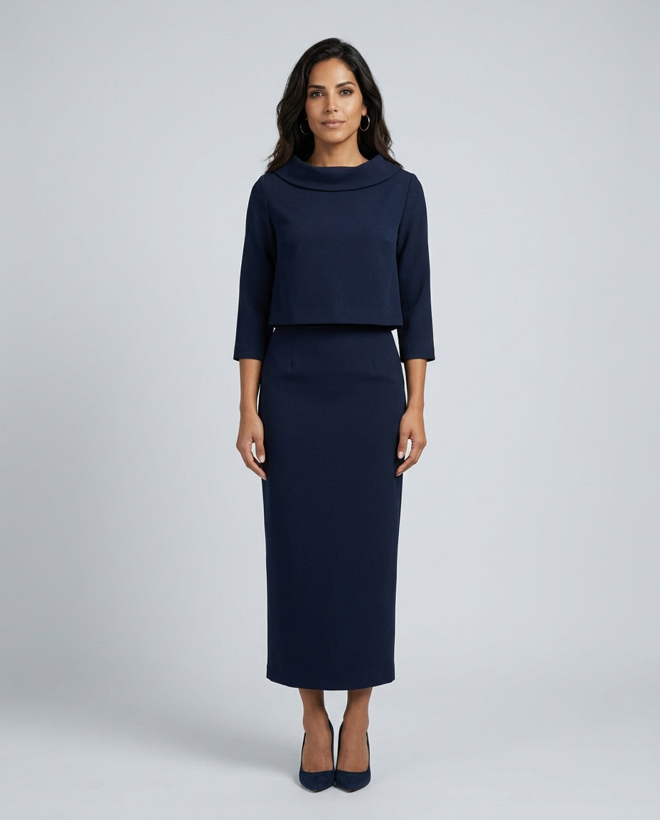 Alejandra | Boat Neck 3/4 Sleeve Midi Co-ord Set