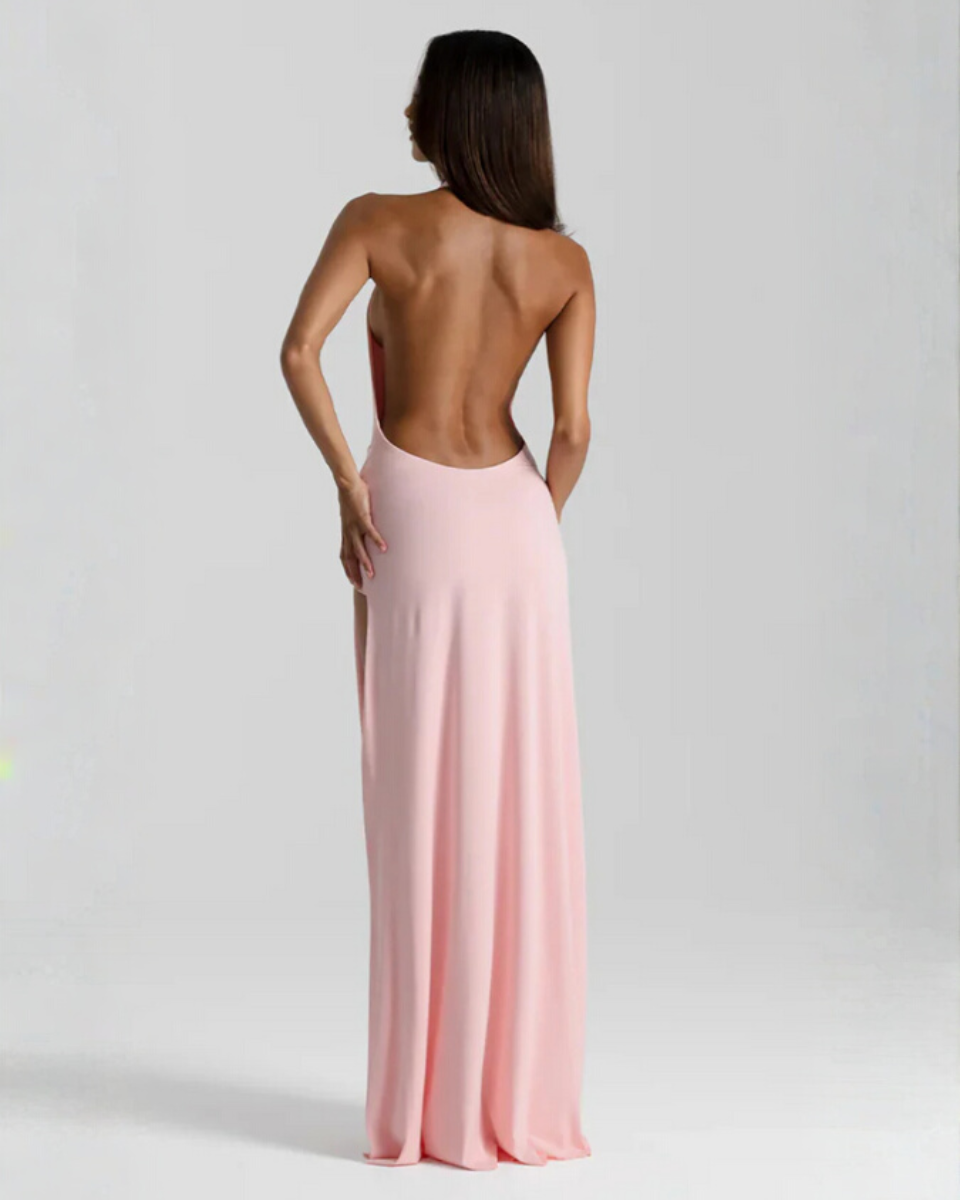 Mila | Halter Neck Backless Maxi Dress