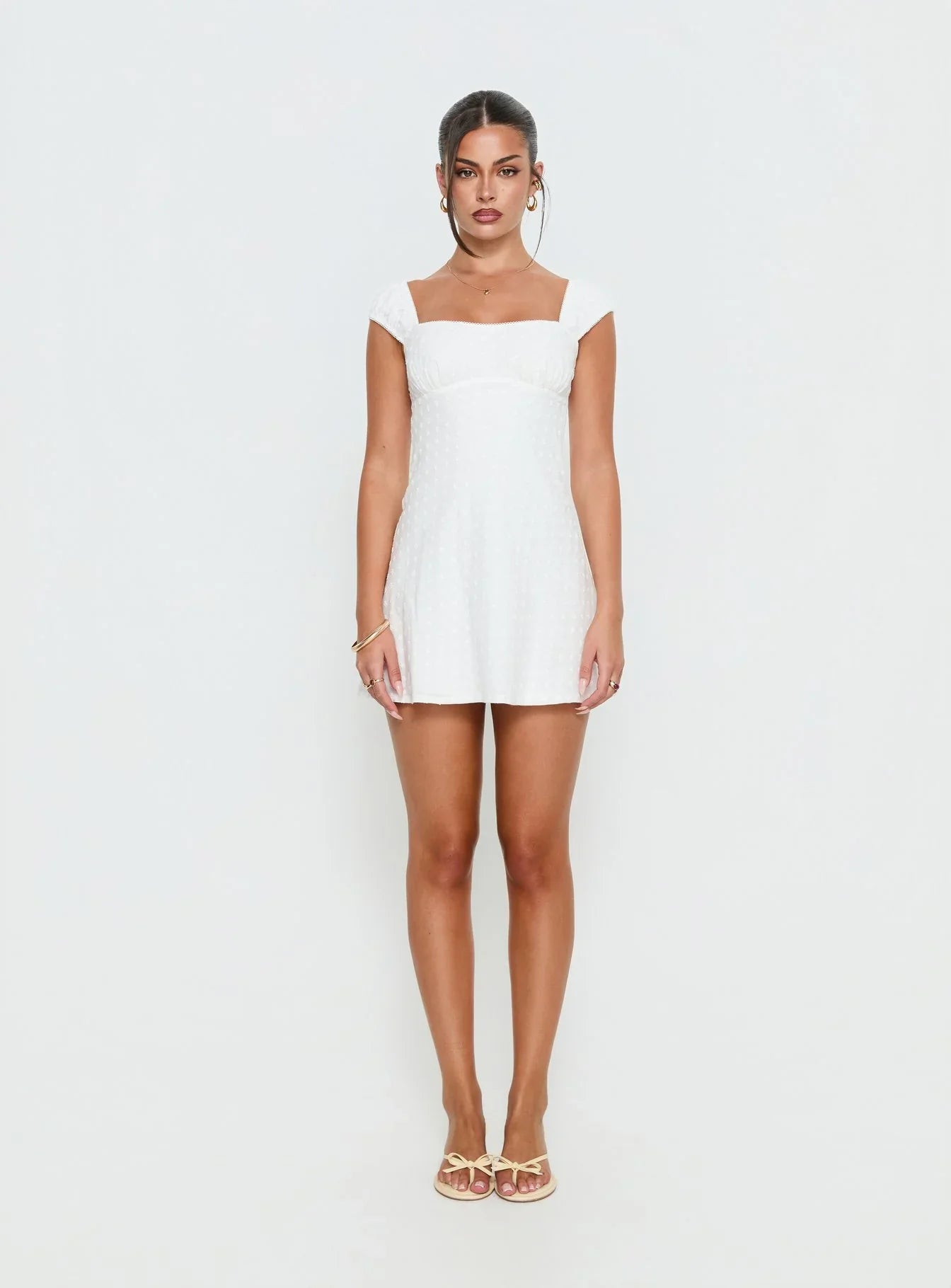 Sienne | Lace Trim Square Neck Mini Dress