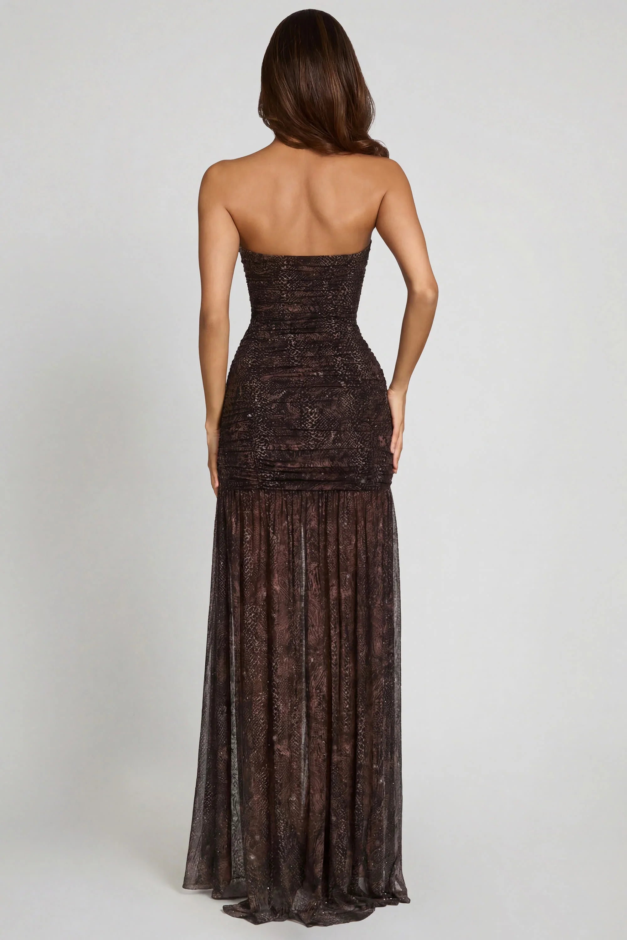 Indira | Embellished Bandeau High-Split Maxi Dress