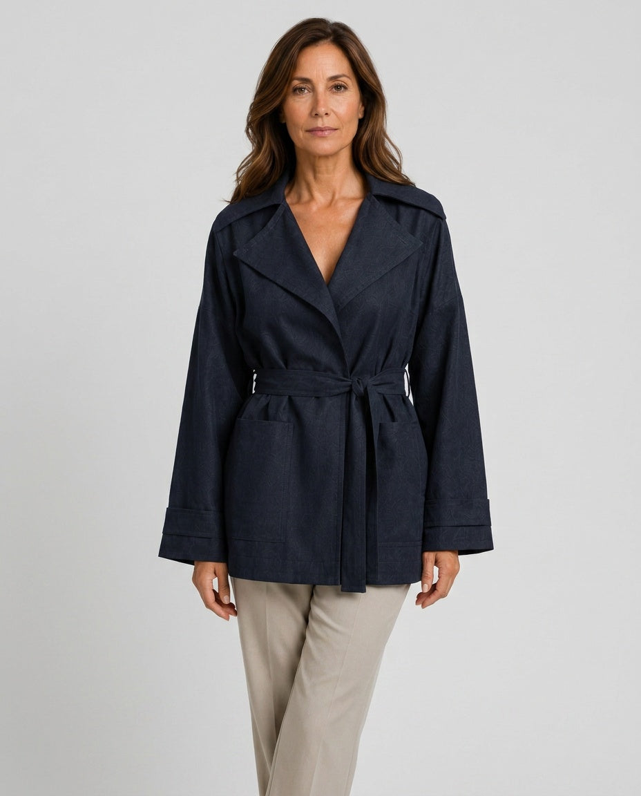 Marley | Belted Lapel Long Sleeve Jacket