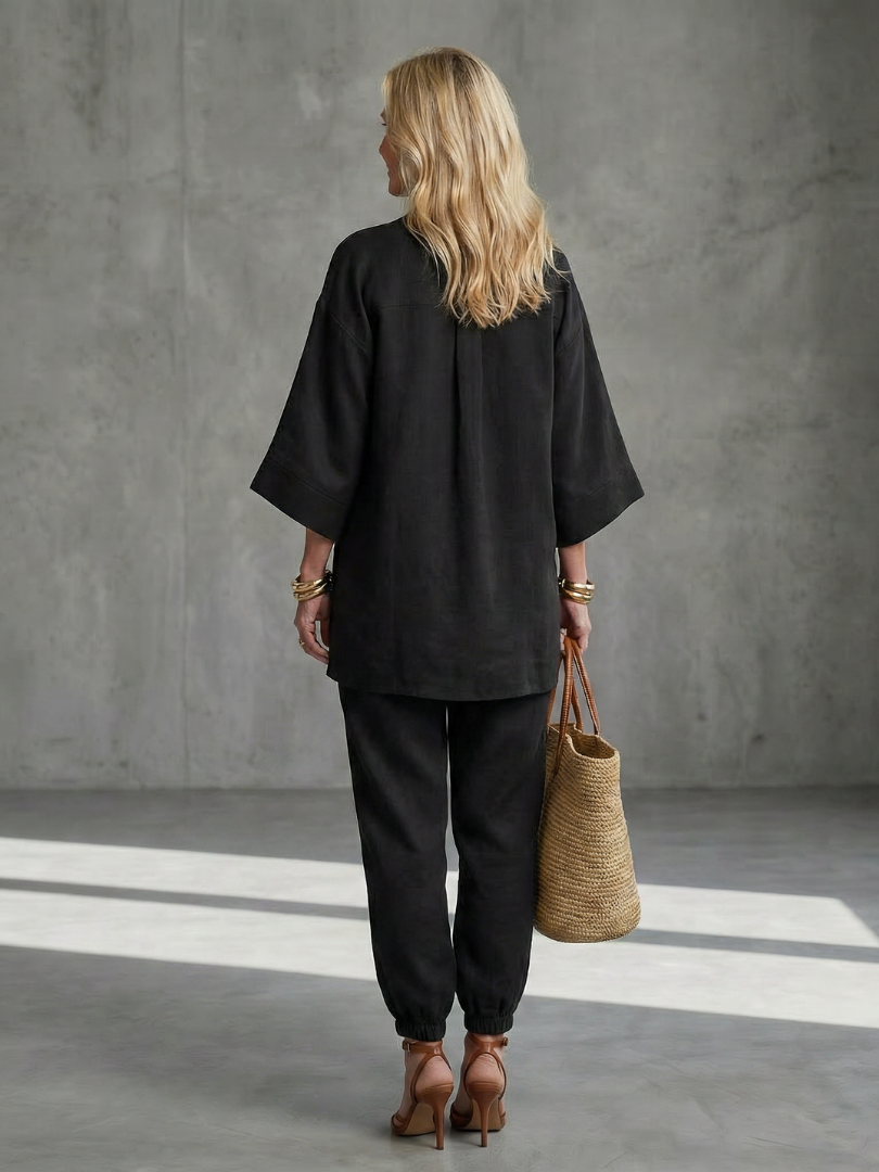Seraphina | V-Neck Gathered Tunic & Trouser Co-ord Set