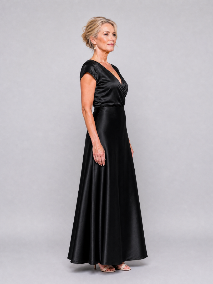 Adeline | Cap Sleeve Wrap Bodice Maxi Dress