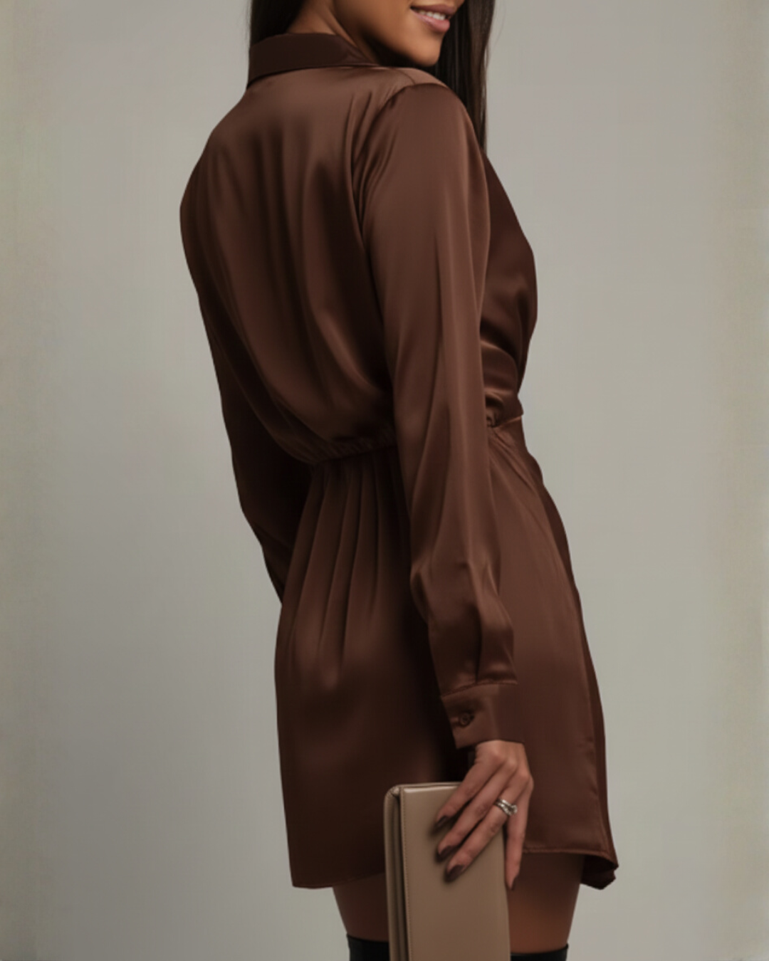 Elena | Long Sleeve Mini Dress with Wrap Detail