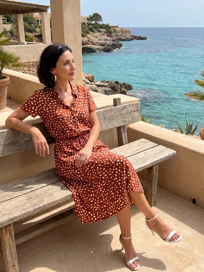 Fernanda | Printed Button-Front Belted Midi Dress