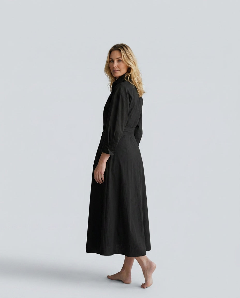 Della | Collared Wrap Front A-Line Maxi Dress