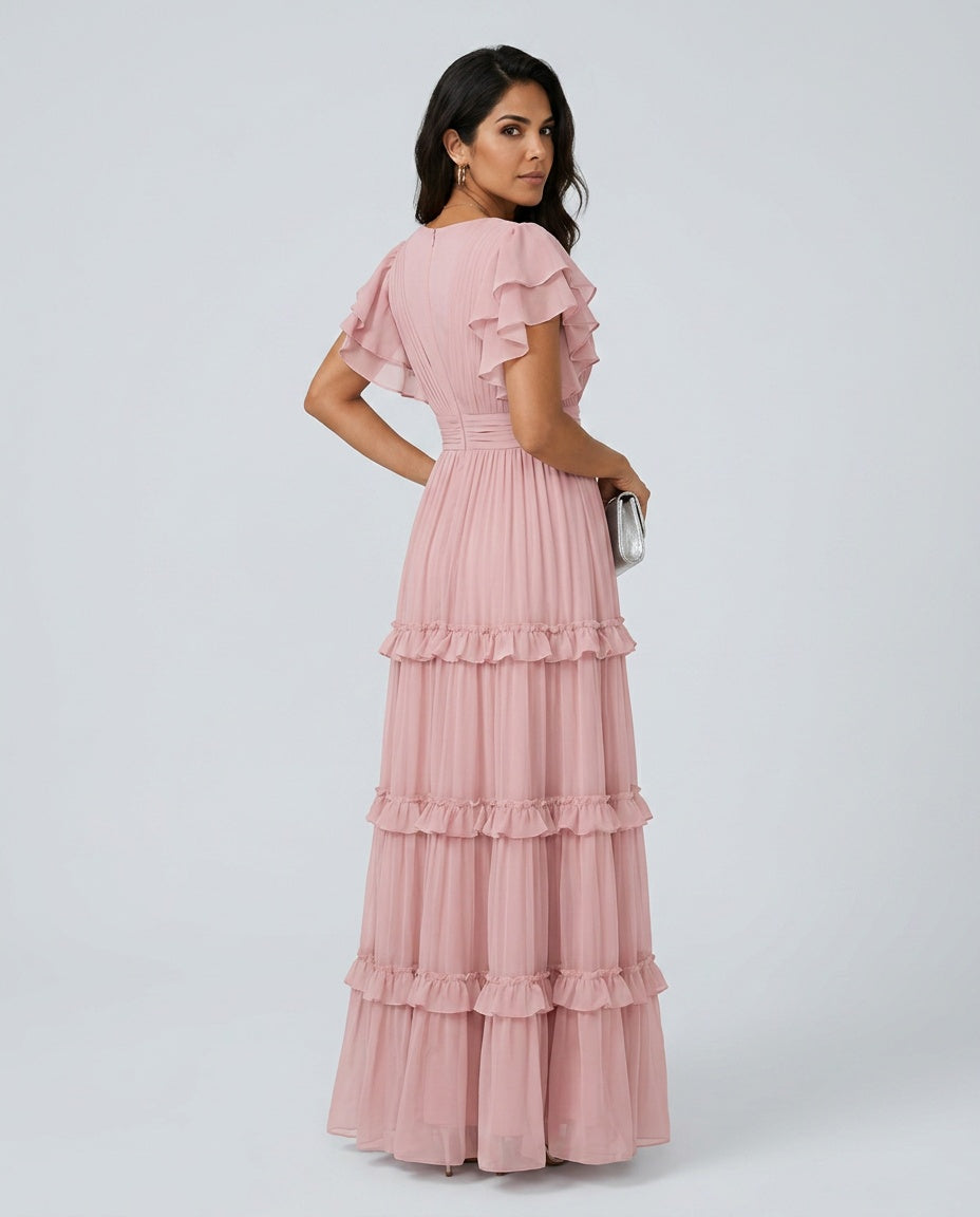 Chloe | Structured Bodice Layered Maxi Dress