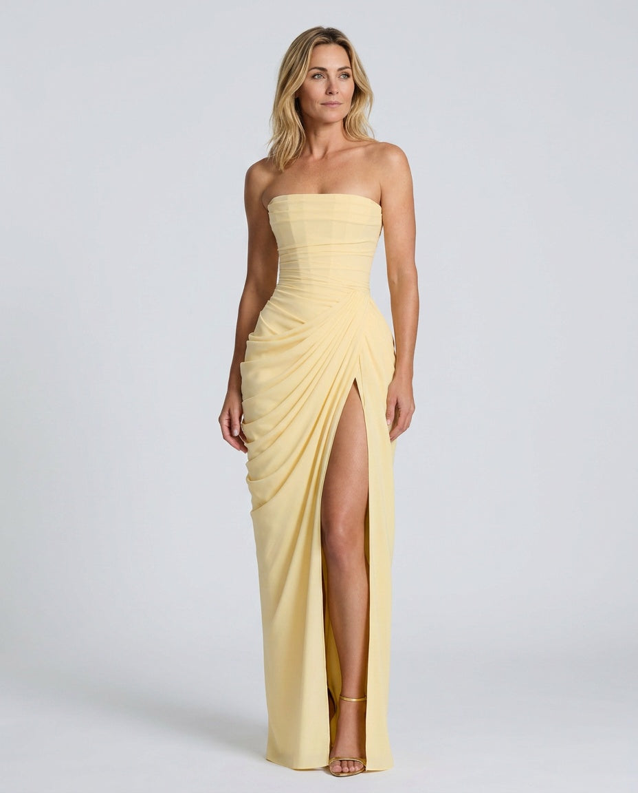 Odette | Strapless Gathered Corset Maxi Dress