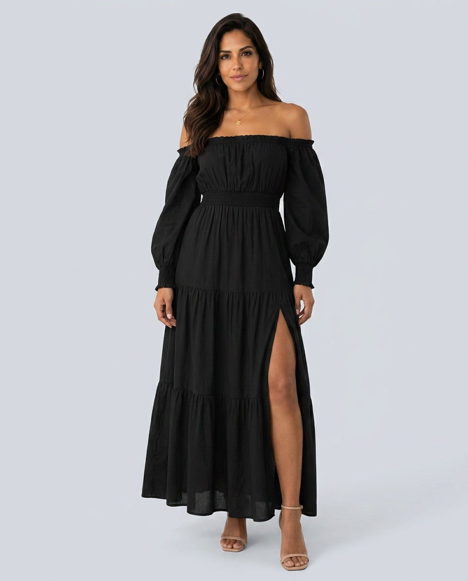 Sofia | Off-Shoulder Tiered Boho Maxi Dress