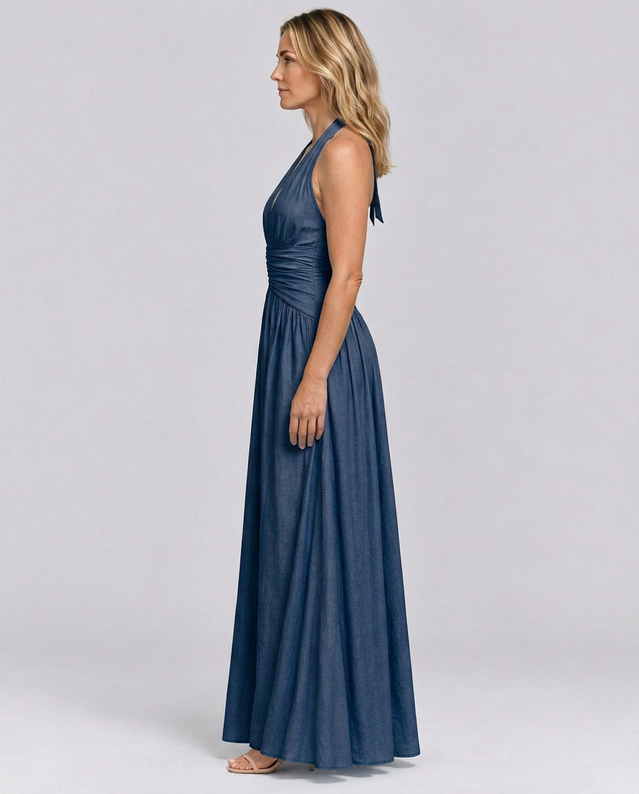 Julie | Halter Neck Backless Maxi Dress