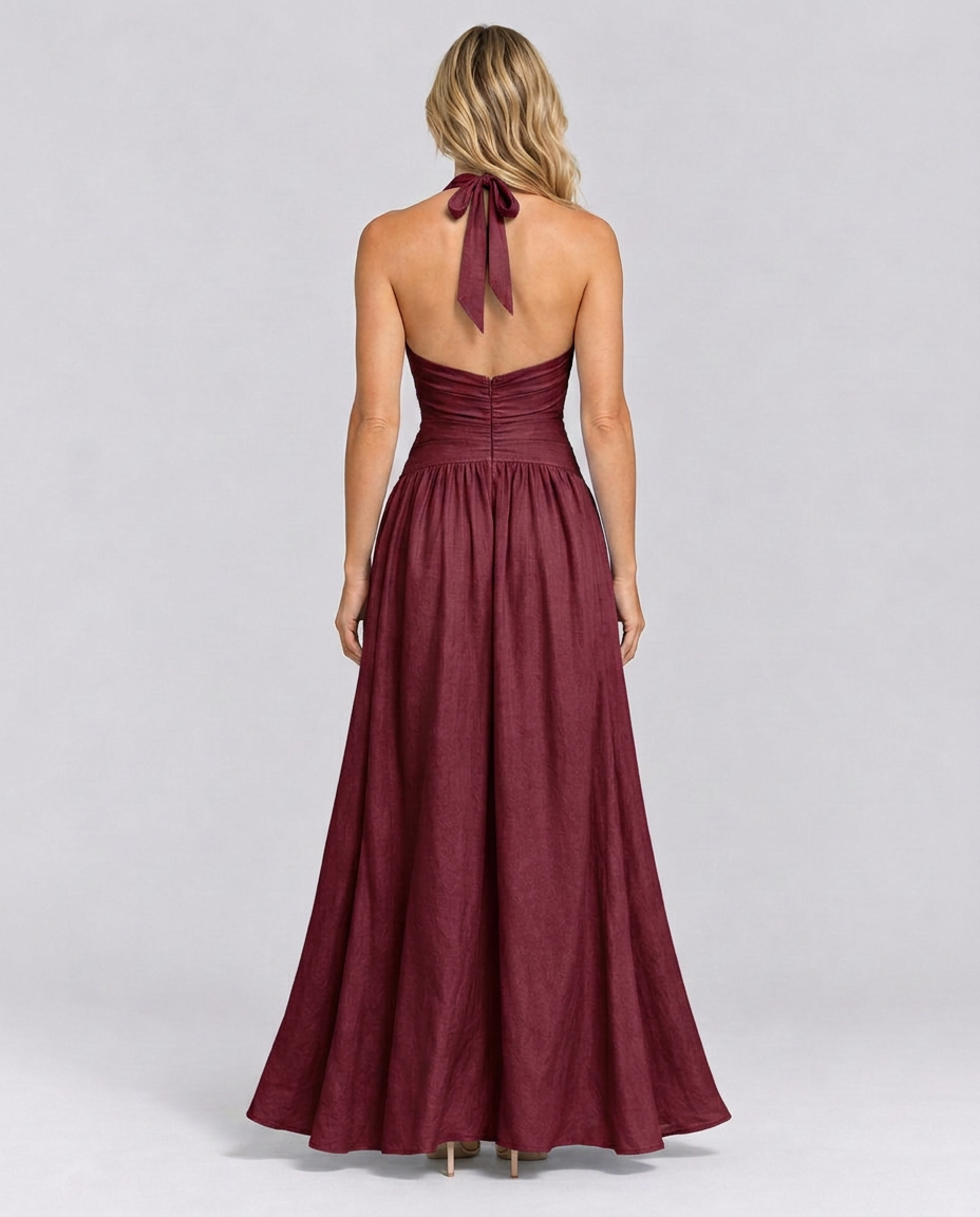 Julie | Halter Neck Backless Maxi Dress