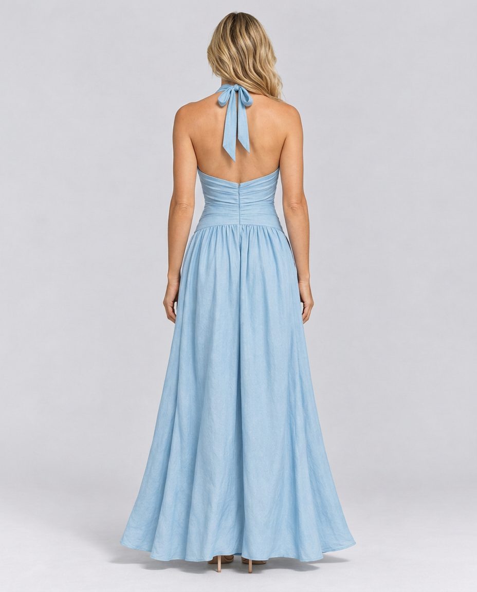 Julie | Halter Neck Backless Maxi Dress