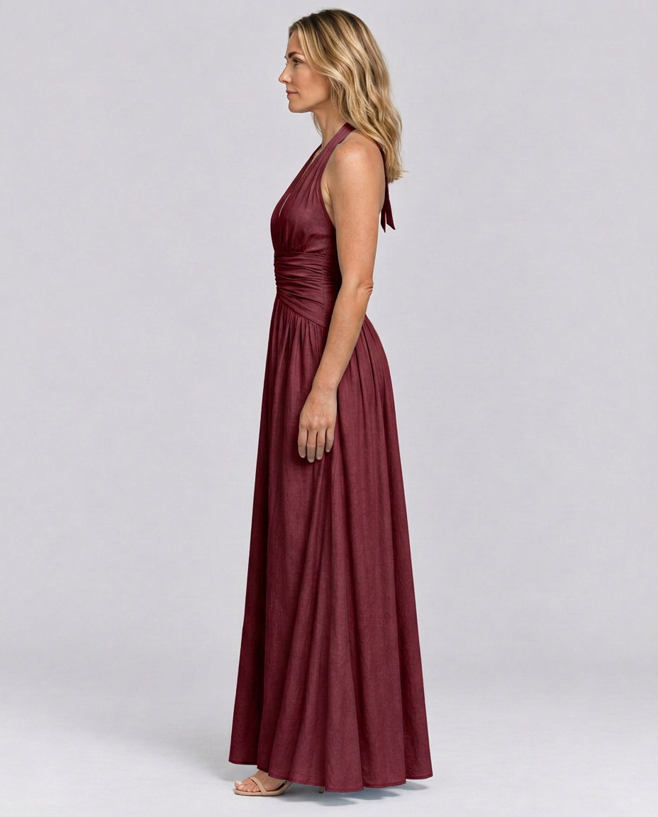 Julie | Halter Neck Backless Maxi Dress