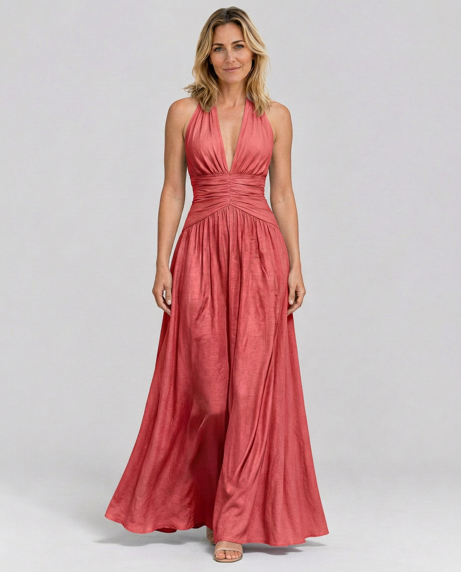 Julie | Halter Neck Backless Maxi Dress