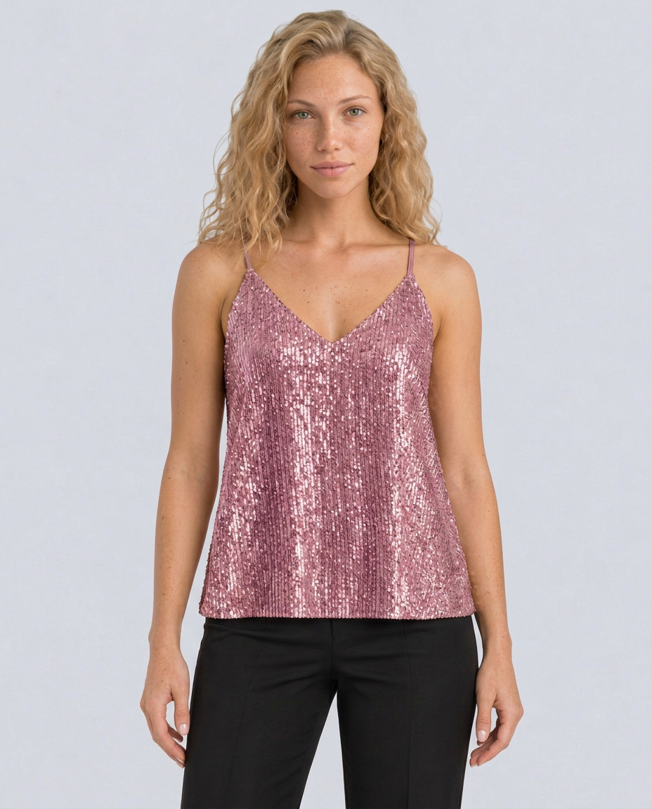 Lennox | Sequin V-Neck Sleeveless Top