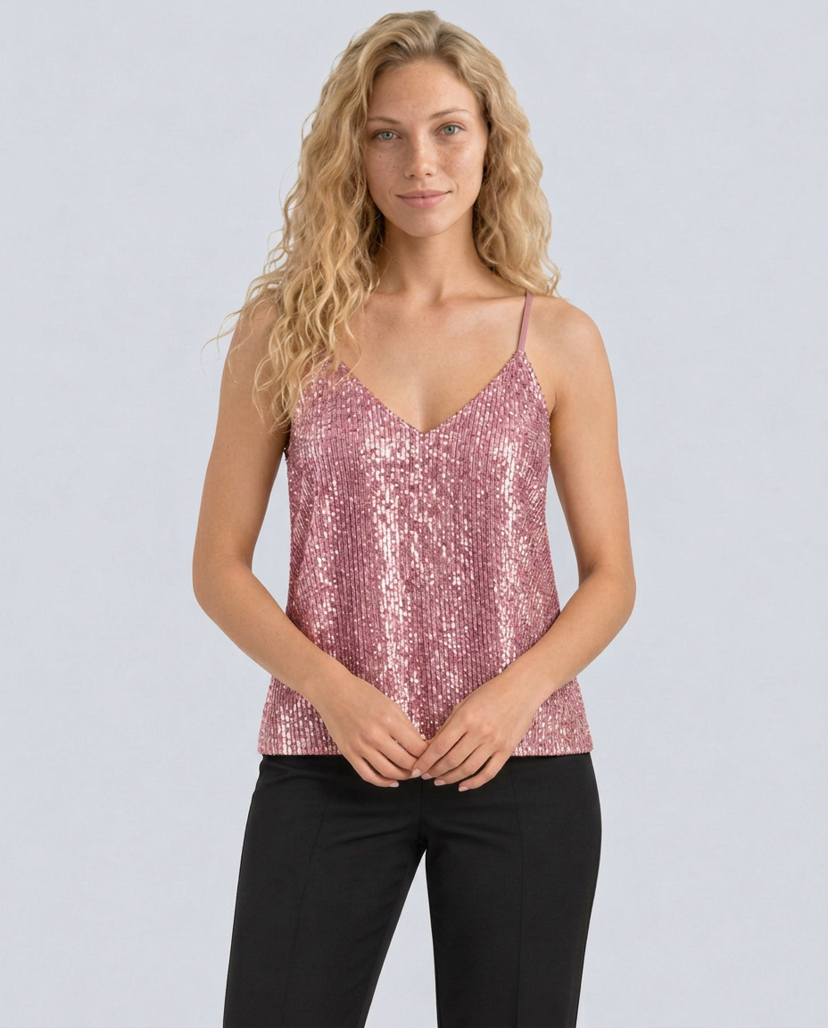 Lennox | Sequin V-Neck Sleeveless Top