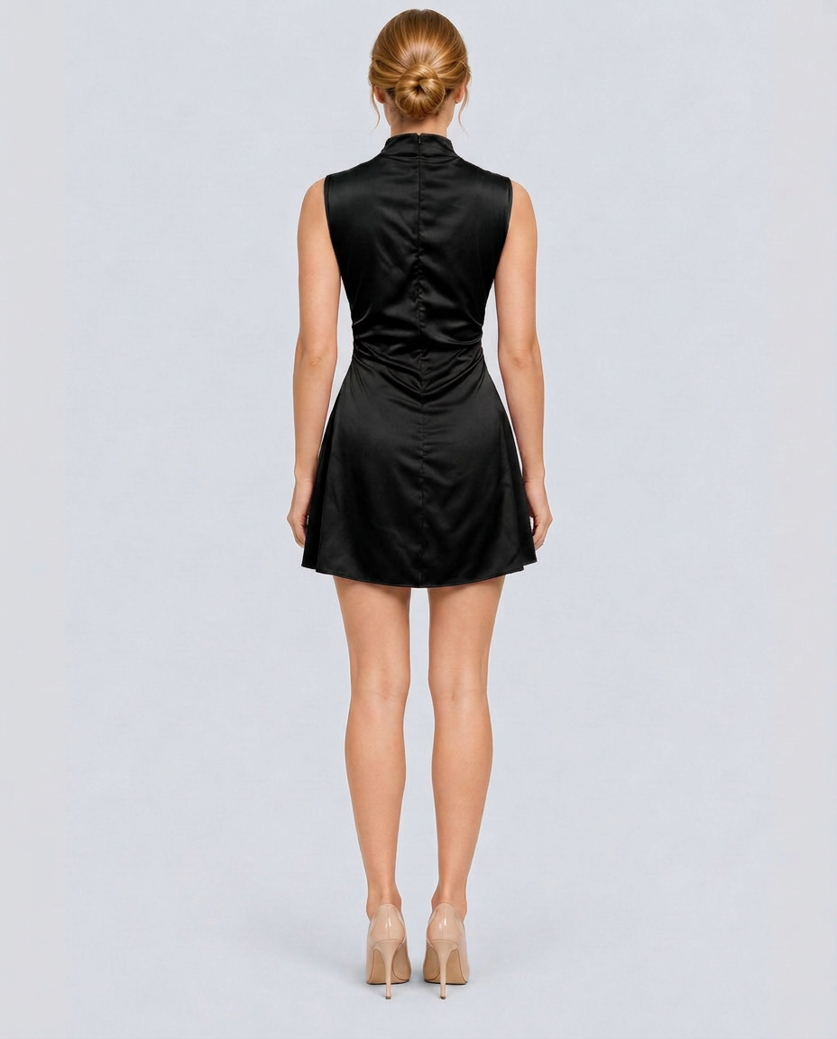 Juana | Sleeveless Mini Dress with High Neck and Back Zip