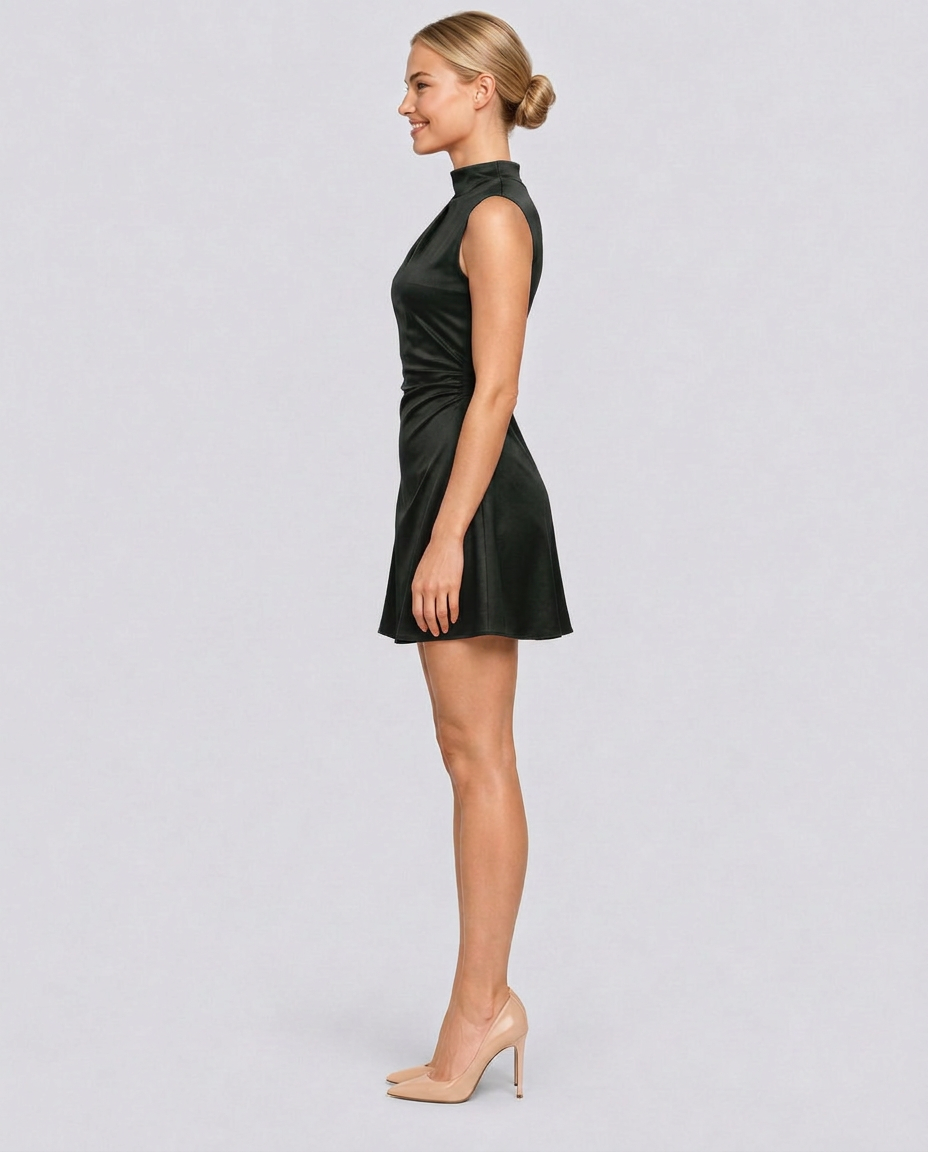 Juana | Sleeveless Mini Dress with High Neck and Back Zip