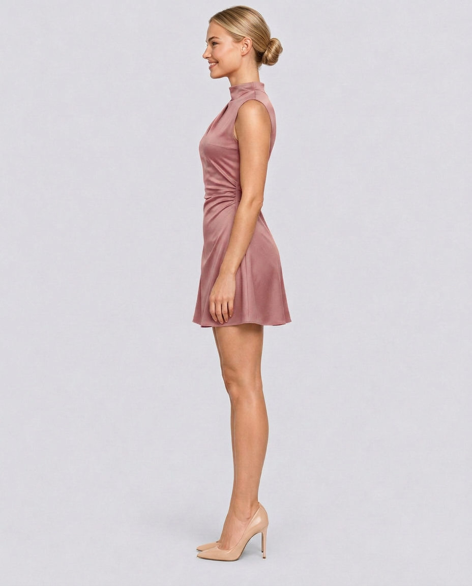 Juana | Sleeveless Mini Dress with High Neck and Back Zip