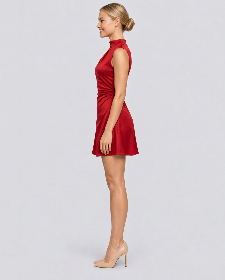 Juana | Sleeveless Mini Dress with High Neck and Back Zip