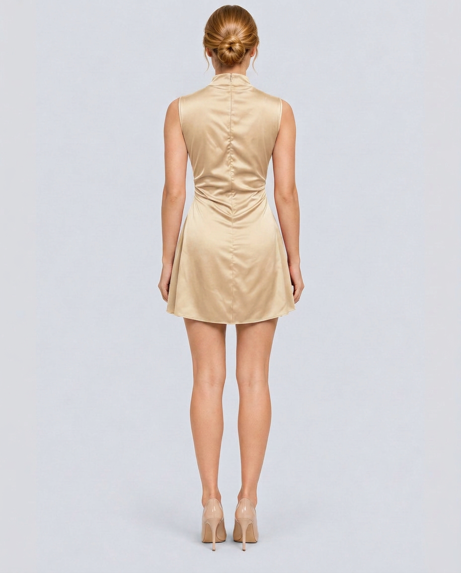 Juana | Sleeveless Mini Dress with High Neck and Back Zip