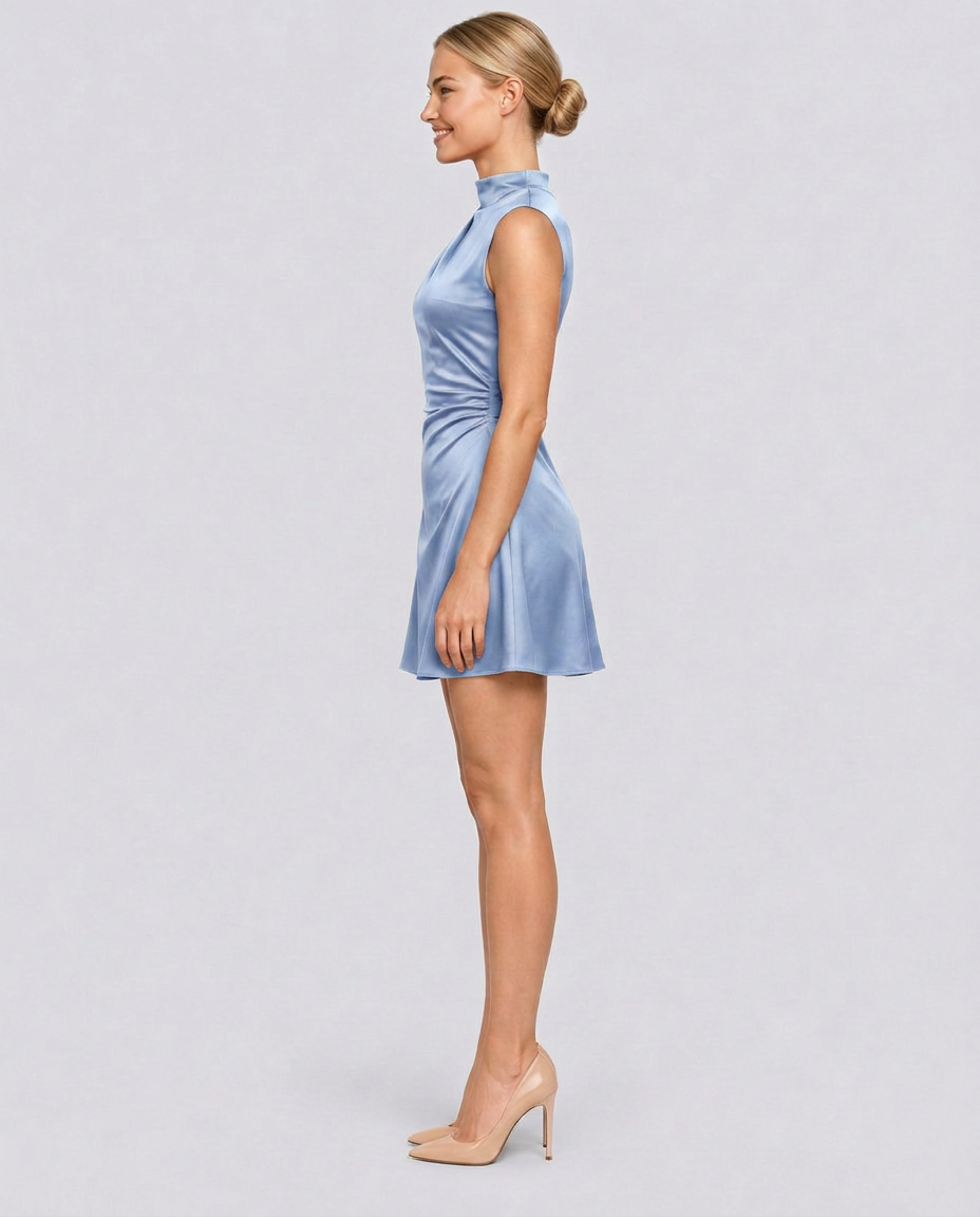 Juana | Sleeveless Mini Dress with High Neck and Back Zip