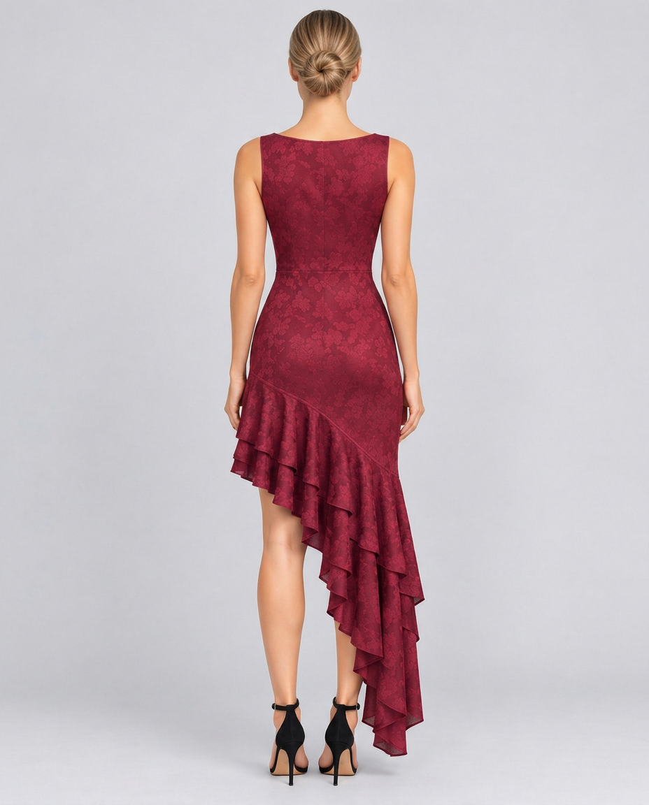 Alina | Floral Maxi Dress with Asymmetric Ruffle Hem
