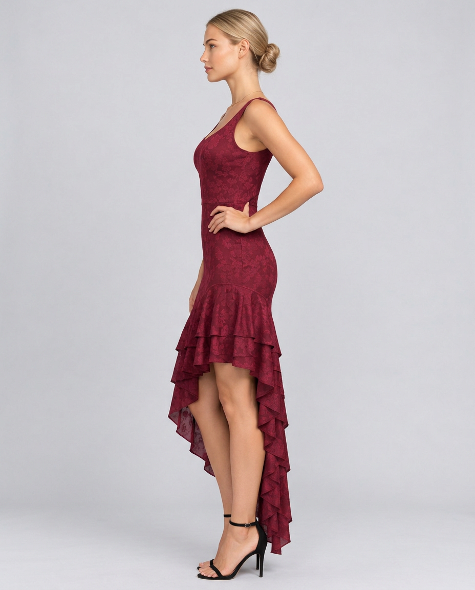 Alina | Floral Maxi Dress with Asymmetric Ruffle Hem