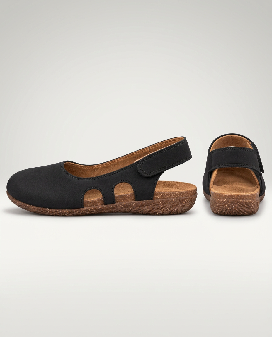 Mara | Round-Toe Slingback Sandals with Cut-Out Sides