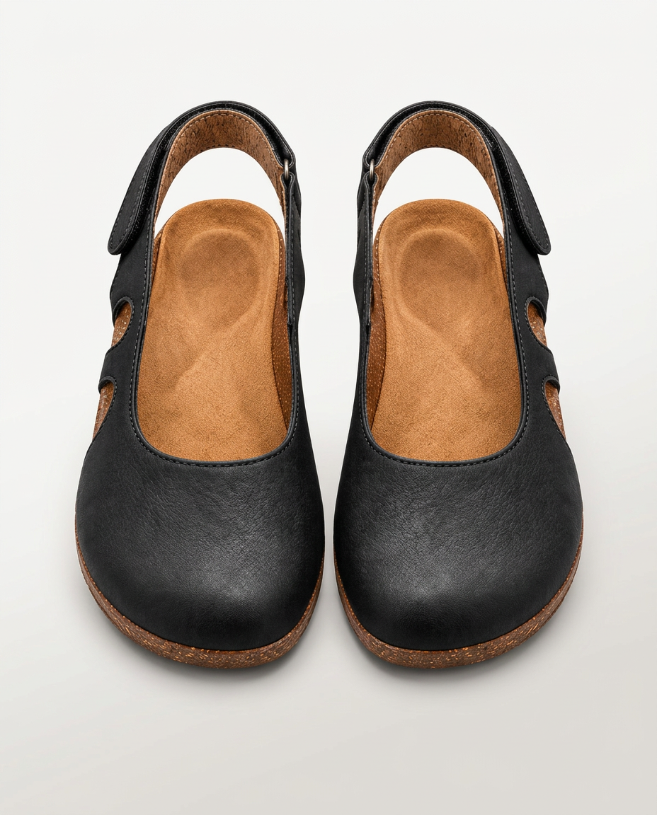 Mara | Round-Toe Slingback Sandals with Cut-Out Sides